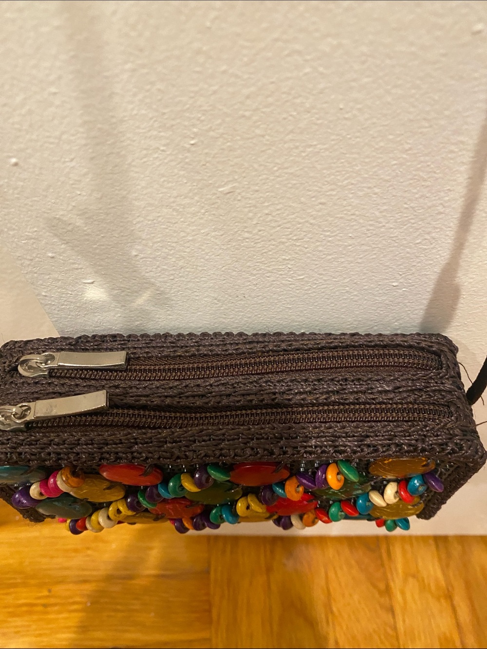 Brand new Handmade Dark Brown Crossbody Bag with Colorful Bead Embellishments - Picture 4 of 8